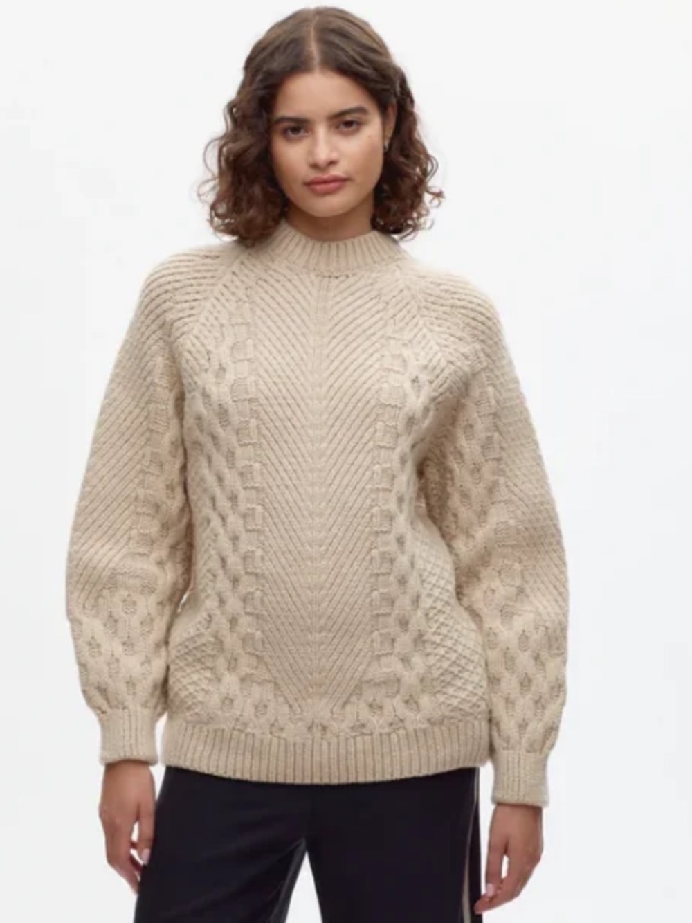KOTN Wool Cable Fisherman Sweater